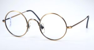 John Lennon Brille, runde Form aus Metall, mit Seitenstegen in antikgold K140042