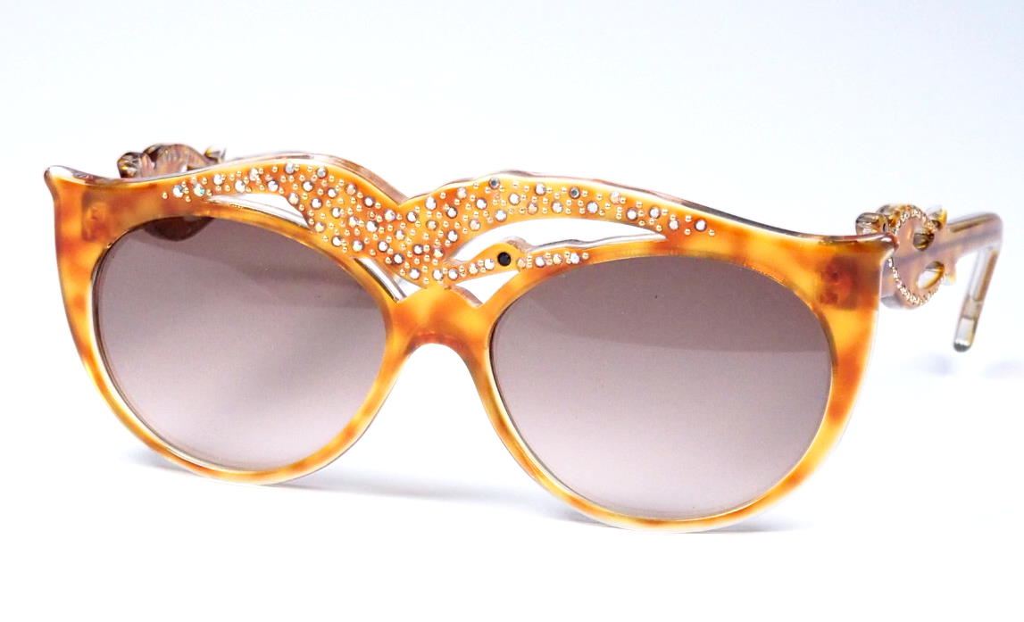 Cateyebrille für Film u. Theater mit Straß aus hellem Havannaacetat