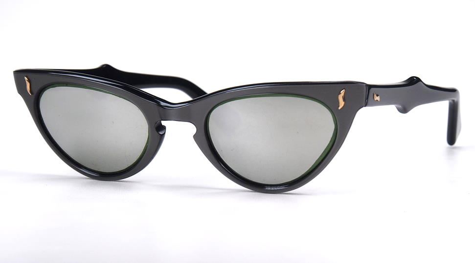 Cateye-Sonnenbrille, Schmetterlingsbrille aus den 50er Jahren, verspiegelte Gläser,