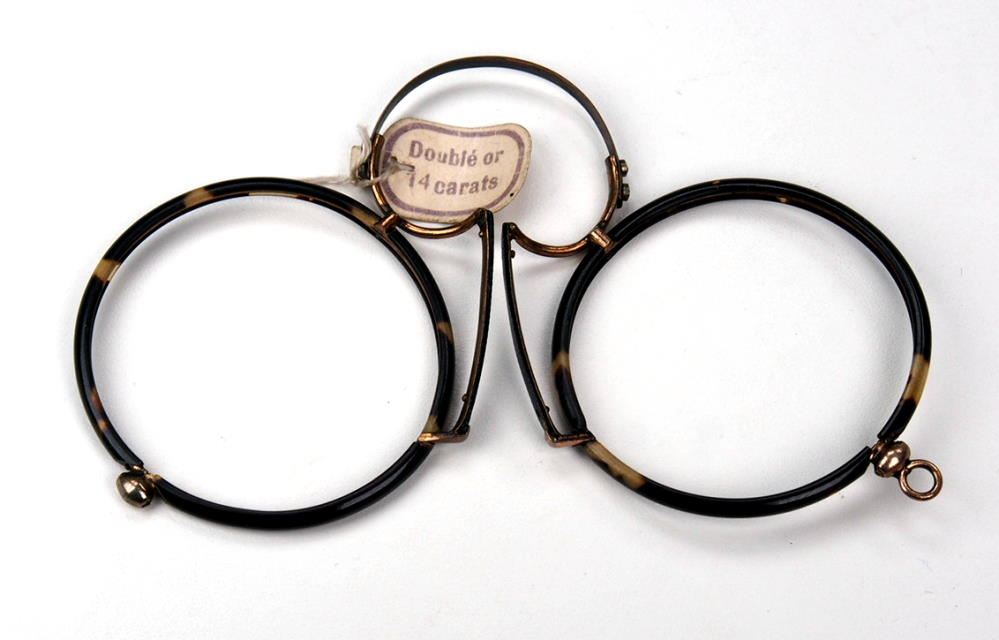 Antiker Brillenkneifer, Zwicker, Pincenez aus Golddouble mit Winsorrand aus dem Brillenmuseum Wilke in Hamburg