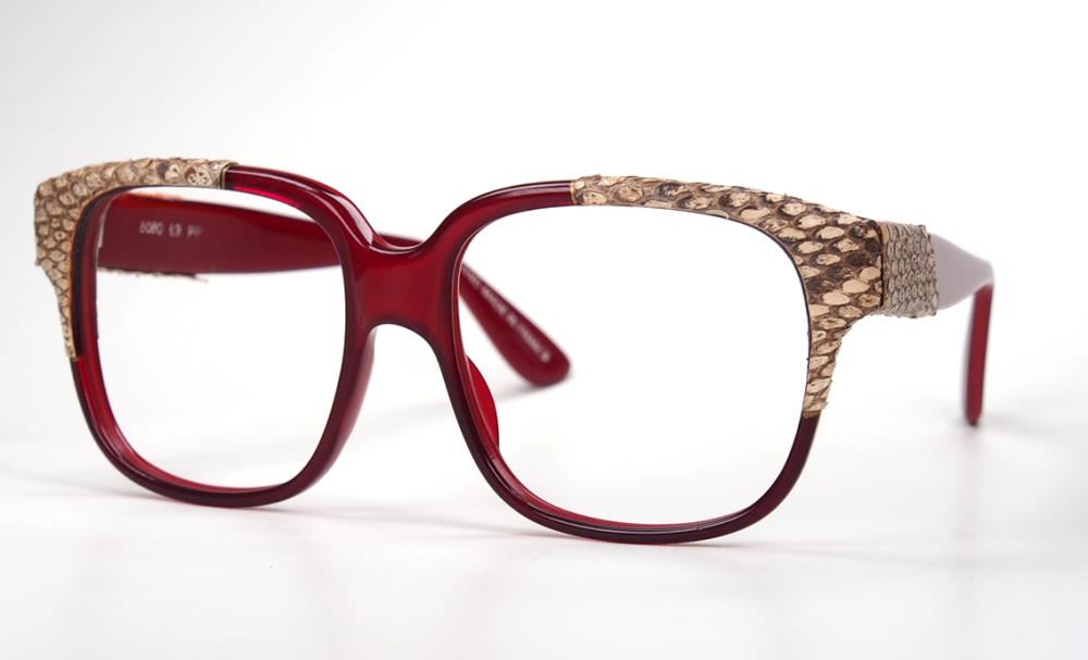 Emmanuelle Khanh Vintagebrille mit Schlangenleder, original Vintage Brille der 70er Jahre
