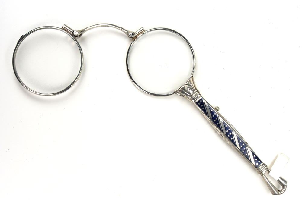 Lorgnette, Lorgnong, Vorhalten, original antik, Springlorgnette, Antikbrille, wie zur Jahrhundertwende um 1900