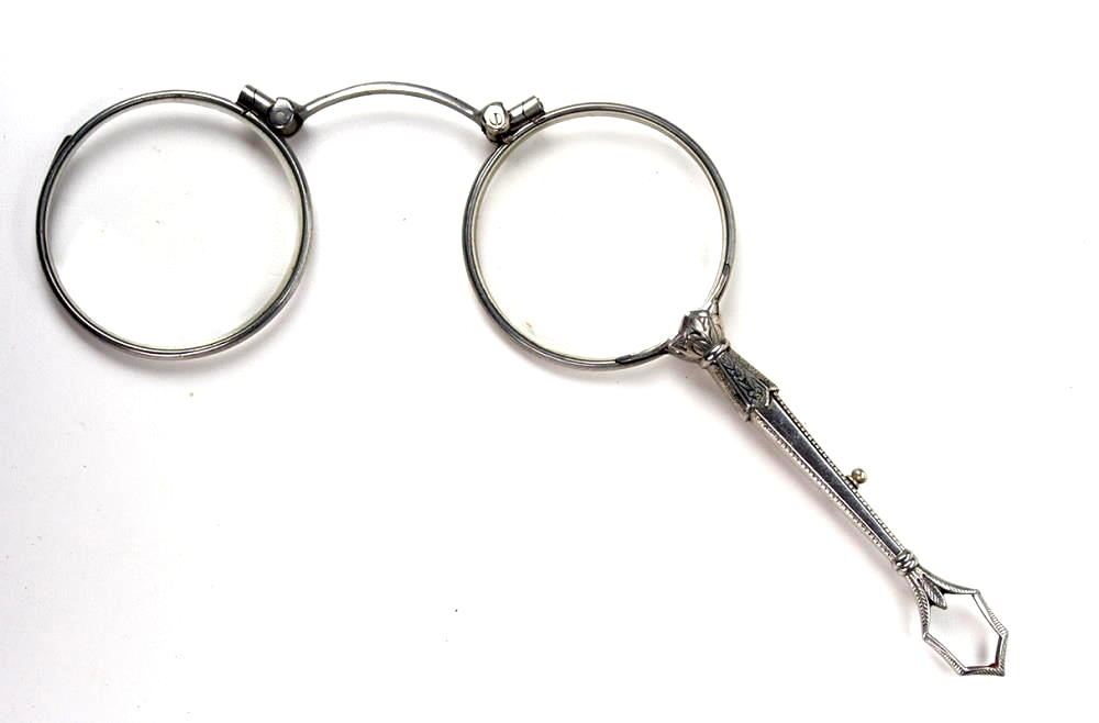 Lorgnette, Lorgnong, Vorhalten, original antik, Springlornette Antikbrille, wie aus den 20er Jahren