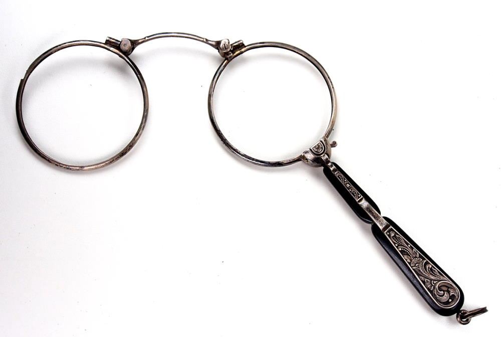 Lorgnette, Lorgnong, Vorhalten, original antik, Springlorgnette, Antikbrille, wie aus den 20er Jahren