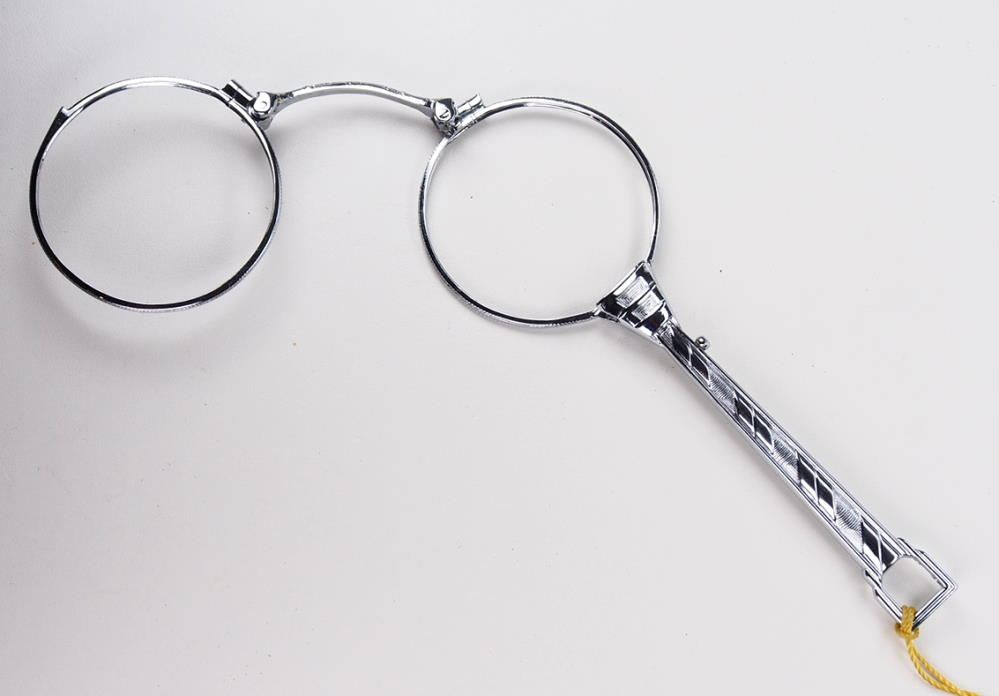Lorgnette, Lorgnong, Vorhalten, neu aus Platinium, Springlorgnette   Antiklokk, wie aus den 20er Jahren
