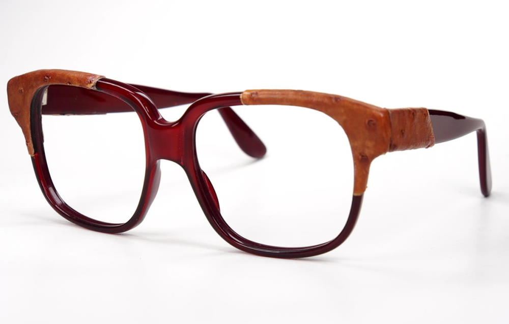 Emmanuelle Khanh Vintagebrille mit Straußenleder original Vintage Brille der 70er Jahre