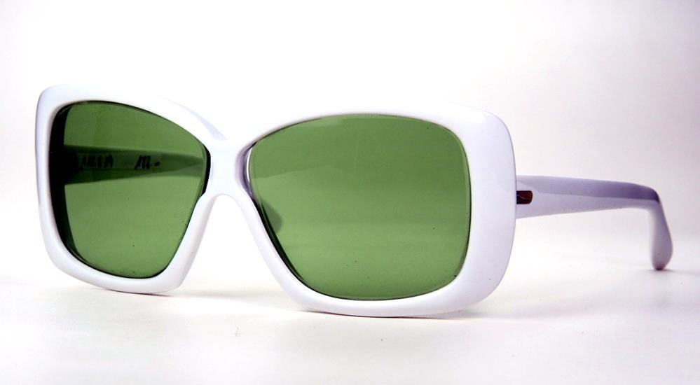 Vintage weiße Sonnenbrille  80er Jahre Sonnenbrille mit grünen Gläsern