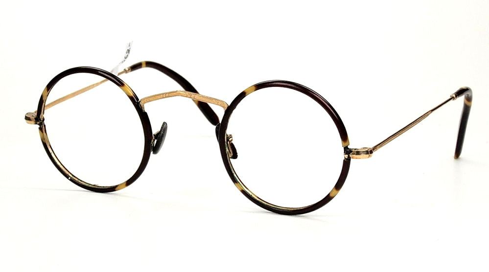Runde Golddouble Brille 14 Karat mit Winsorrändern