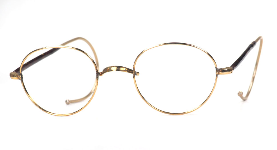 Panto- Vintagebrille der 30er Jahre, 12 Karat Golddoublé mit W-Steg