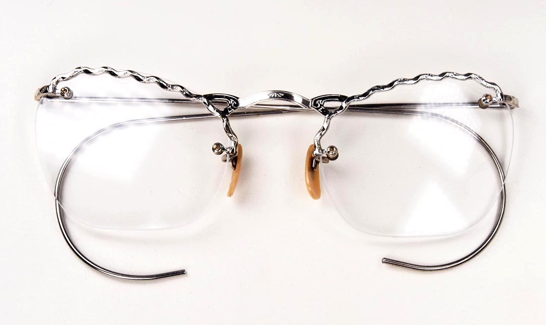 30er/40er Jahre Brille aus 12 Karat Weißgolddoublé von Hudson USA