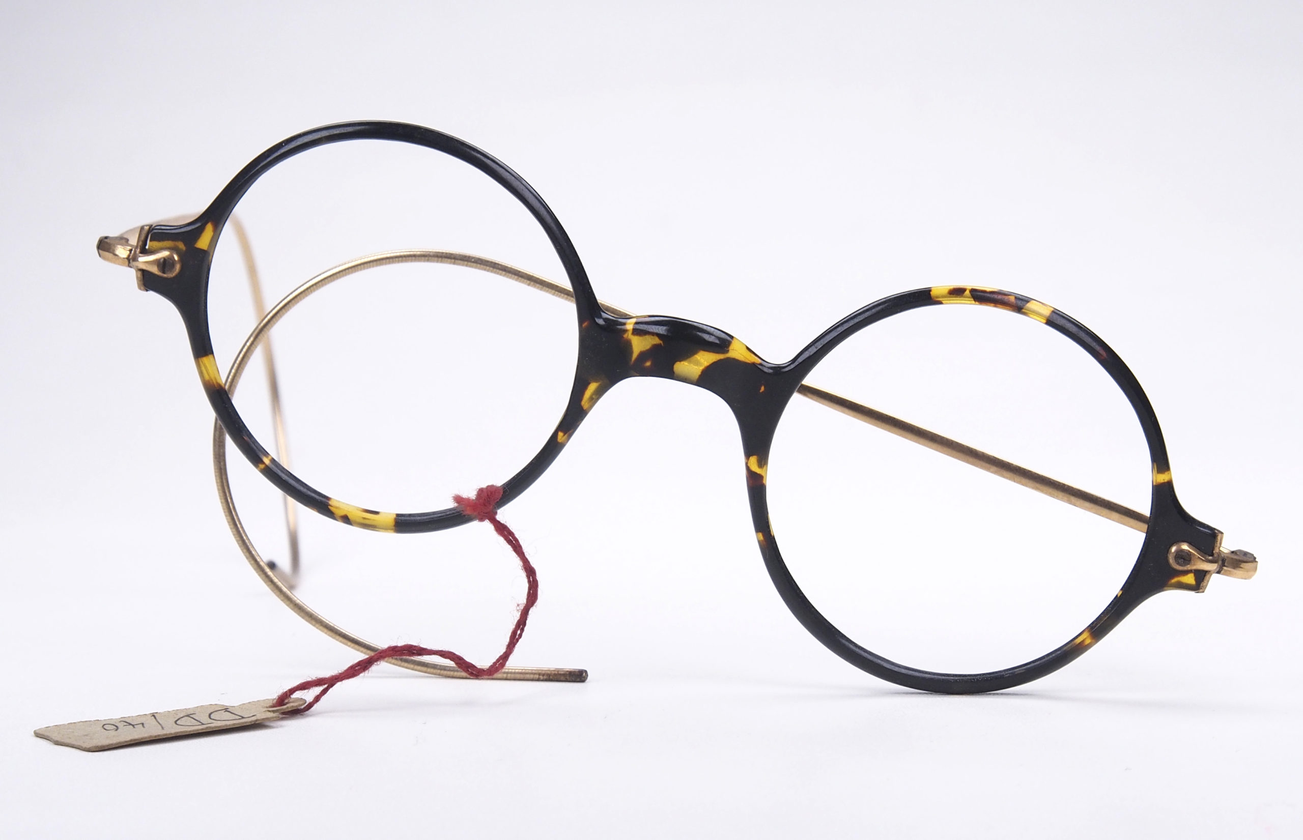 Runde Antikbrille aus Brillenacetat und goldenen Komfortbügeln – Bild 4