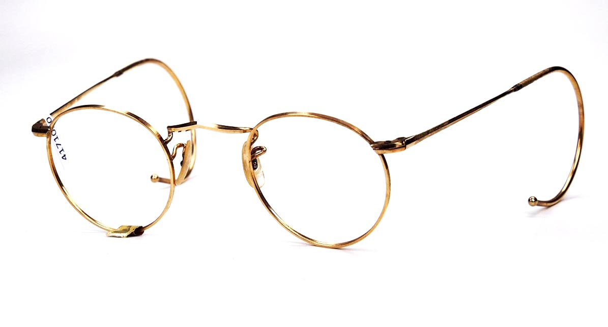 Pantoskopische Brille aus Golddoublé mit Doppelkomfortbügeln aus den 30er Jahren