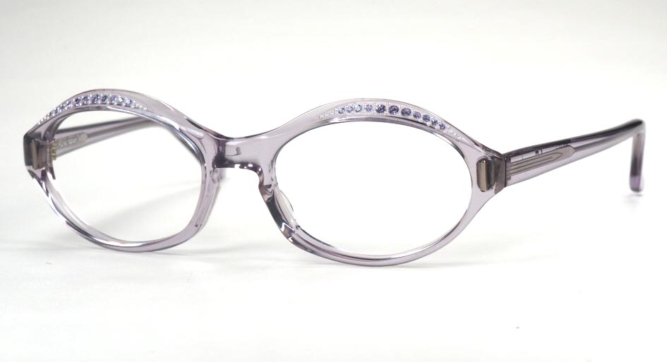 60er Jahre Vintagebrille mit 22 Strasssteinchen in rauchgrau transparent und noch fabrikneu