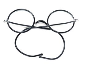 Antike, runde Brille aus den 30er Jahren, aus Metall mit Windsorrand