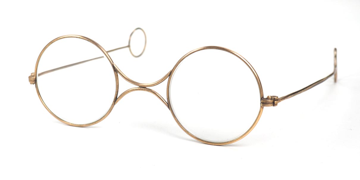 Antike, rund vergoldete Sammlerbrille aus dem Brillenmuseum Hamburg