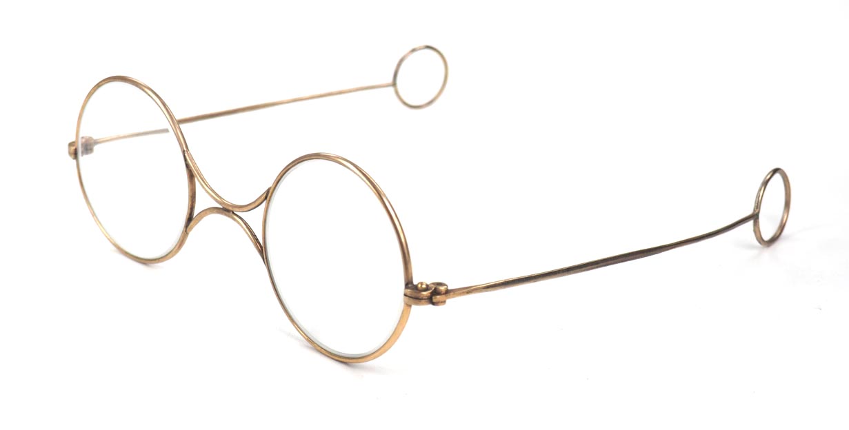 Antike, rund vergoldete Sammlerbrille aus dem Brillenmuseum Hamburg – Bild 3