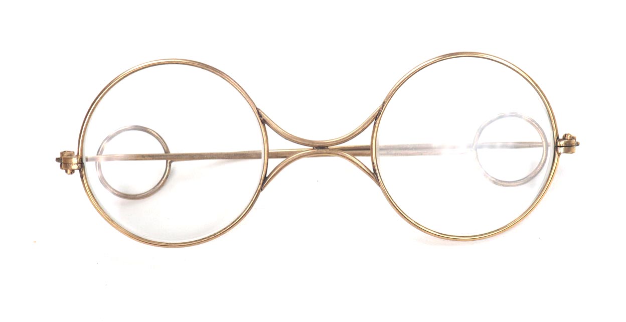 Antike, rund vergoldete Sammlerbrille aus dem Brillenmuseum Hamburg – Bild 2