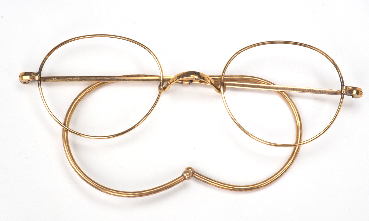 Antike Golddoublé-Brille mit Doppelkomfort-Gespinstbügeln – Bild 4