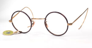 Runde Golddoublé Brille mit Windsorrändern und Sportbügeln