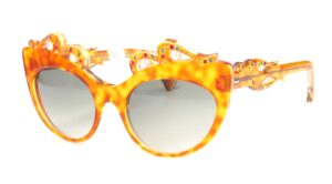 Cateyebrille für Film u. Theater mit Straß aus hellem Havannaacetat
