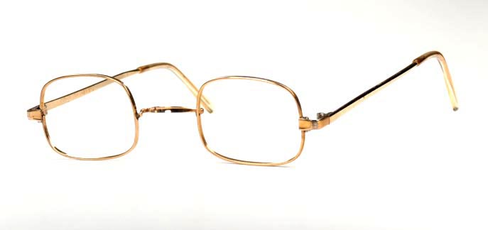 Kleine, eckige Golddoublé Brille der 40er Jahre, echt Vintage