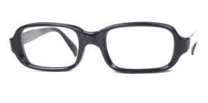 Kleine eckige, schwarze Vintagebrille der 70er Jahre, Brillengestell schwarz und eckig