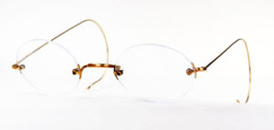Ovale 20er Jahre Vintagebrille, randlose Bohrbrille Golddoublé