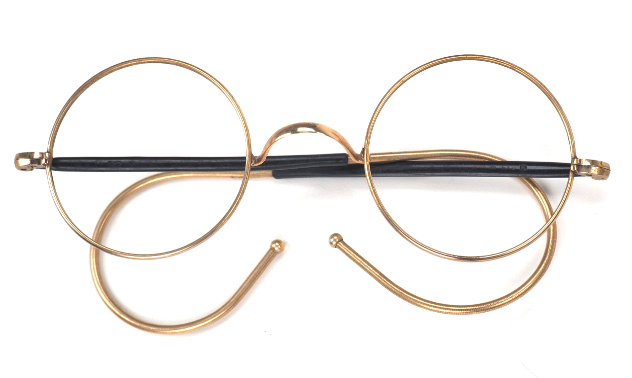 Runde Brille aus Golddoublé mit Gespinstbügeln als Doppel-Komfortbügel – Bild 2
