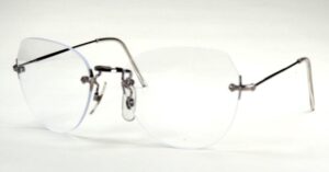 Randlose Brille aus den 70er Jahren, silberfarben