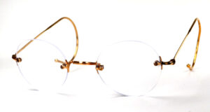 40er Jahre Vintagebrille, randlose Bohrbrille mit W-Steg