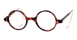 Runde Acetatbrille aus den 40er Jahren mit Sportbügeln