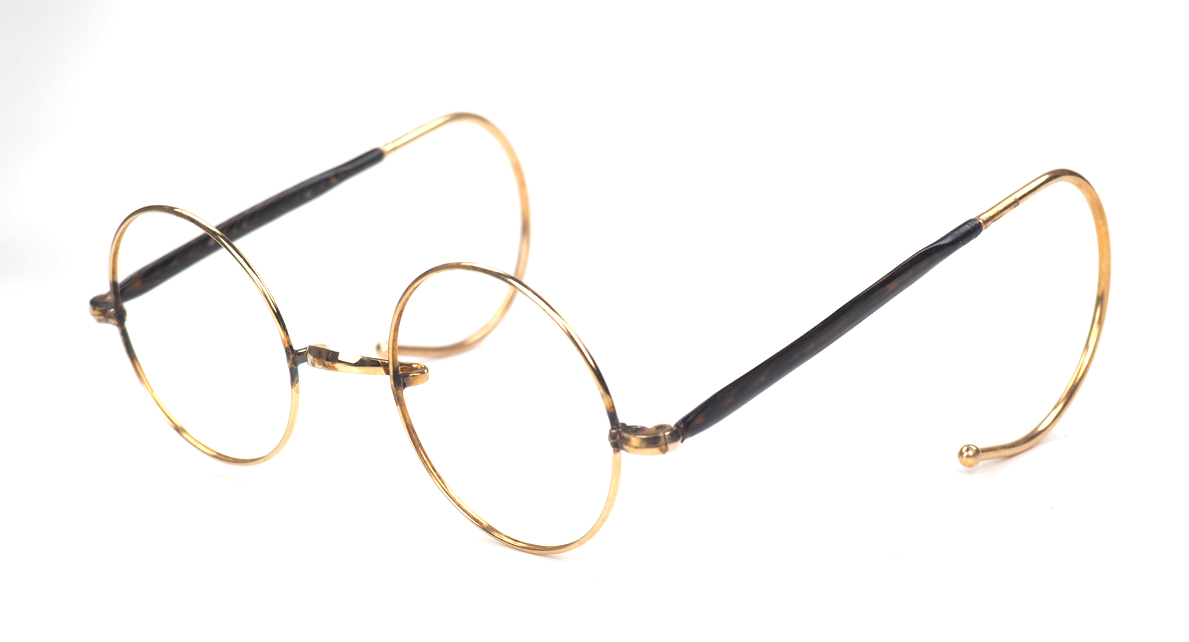 Runde Brille aus Golddoublé mit Gespinstbügeln als Doppel-Komfortbügel