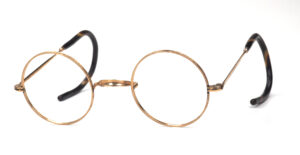 Runde Brille aus Golddoublé mit Sportbügeln aus den 30er Jahren