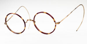 Runde Golddoublé Brille mit Windsorrändern und Komfortbügeln