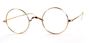 Runde Golddoublé-Brille, 12 Karat mit W-Steg und Hakenbügel