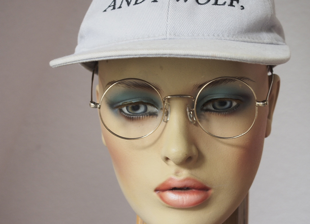 Große, runde Metallbrille, echte Vintagebrille in gold – Bild 3