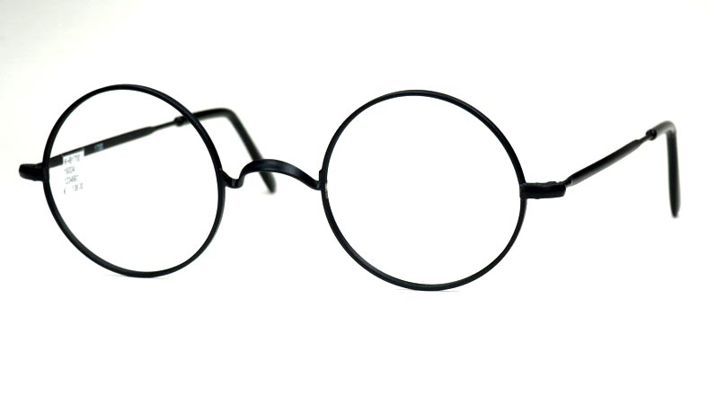 John Lennon Brille runde Form aus Metall mit W-Steg, K170040 schwarz
