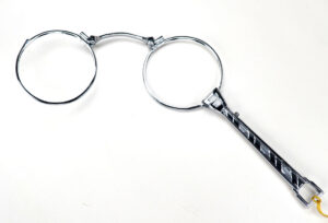 Lorgnette, Lorgnon aus 835 Silber, Springlorgnette wie zur Jahrhundertwende um 1900