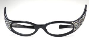 Cateyebrille, Schmetterlingsbrille original aus den Sechzigern Einzelstück mit Strass besetzt