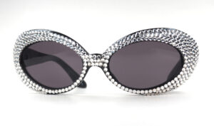 Ovale Strassbrille aus den USA, hergestellt in den 80er Jahren, eine wahre Luxusbrille