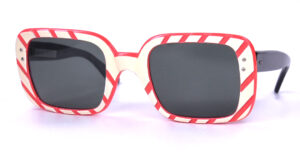 70er Jahre Vintagebrille, eckige Form orange gestreift