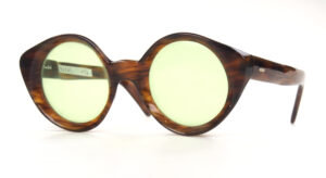 70er Jahre Sonnenbrille fabrikneu, rund mit hellgrünen Gläsern