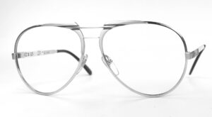 Attraktives Vintage-Brillengestell Pilotenbrille mit Doppelsteg silber, aus den 80er Jahren