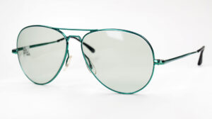Pilotenbrille Aviator grünmetallic, original Vintage 1970er Jahre, mit Tönung