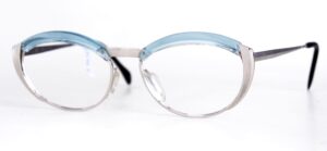 Echte Vintagebrille von Serge Kirchhofer, in 12 Karat Weißgolddoublé