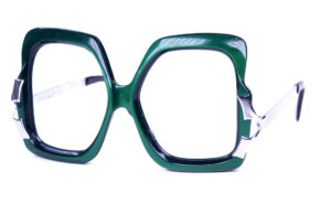 Große, grüne, echte Vintagebrille der 70er Jahre aus Frankreich
