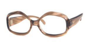 Original Vintagebrille der 70er Jahre aus hellbraunem, transparenten Baumwollacetat