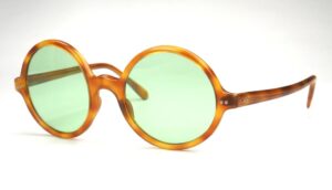 Große, runde Vintagebrille mit hellgrünen Gläsern original aus den 70er Jahren