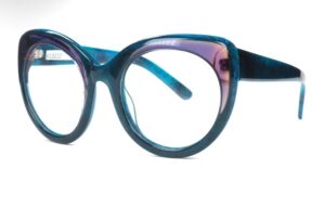 Vintagebrille echt aus den Siebziger Jahren in lila perlmutt große Form, fabrikneu