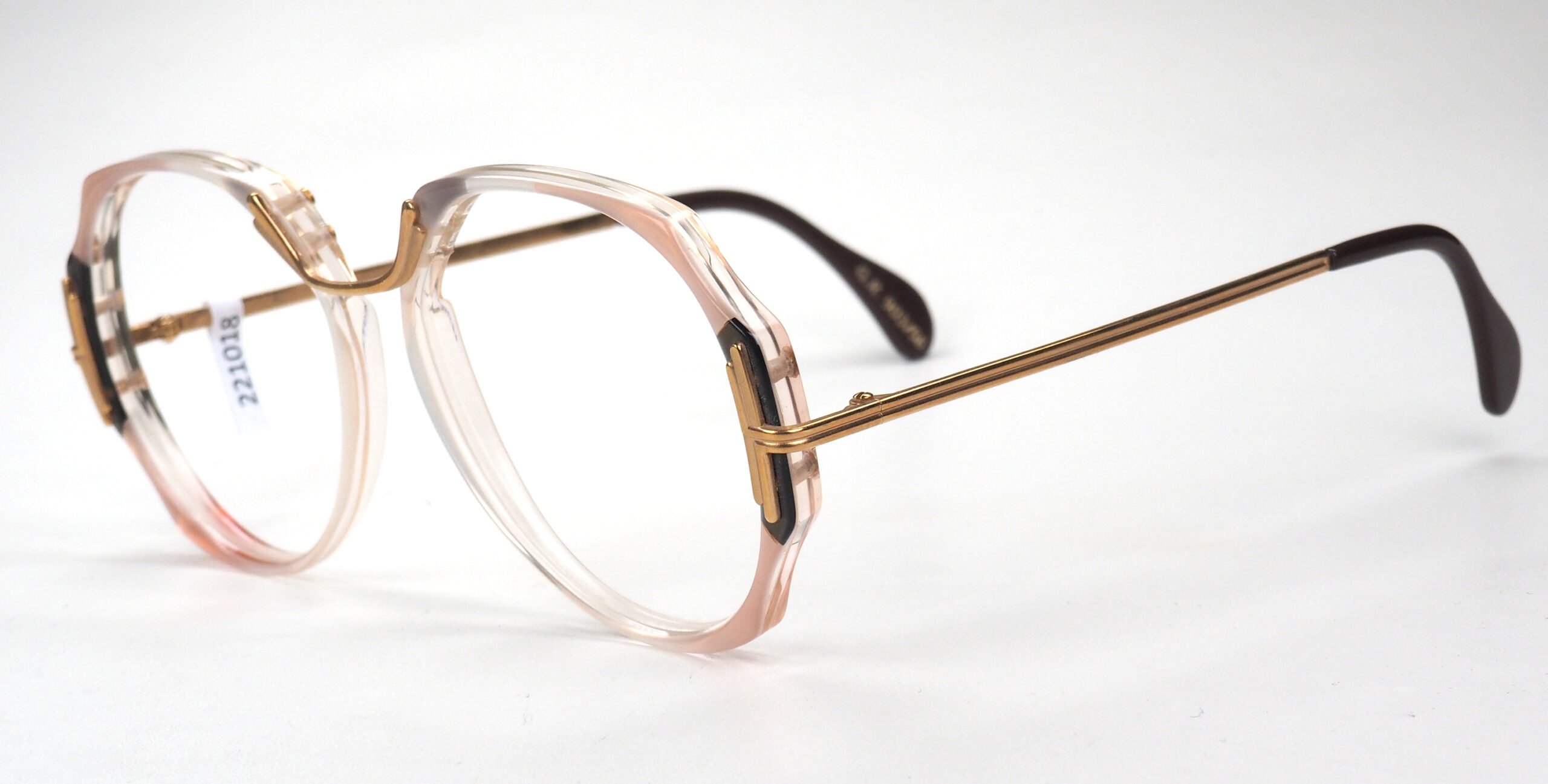 Vintagebrille der 80er Jahre, perlmuttschillernd mit Metallsteg und Dekor – Bild 2